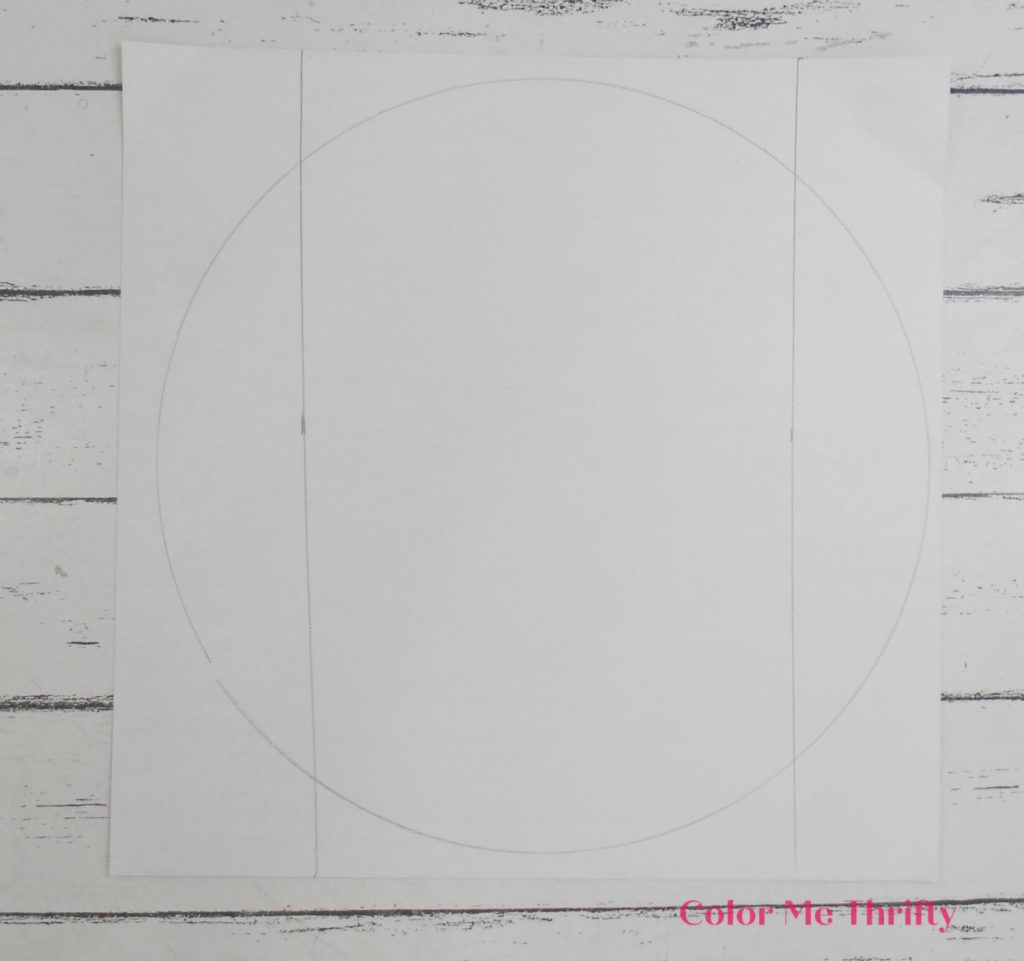 2 inch pencil lines at each side of circle