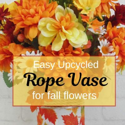 Easy upcycled rope vase for fall flowers