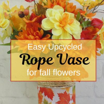 Easy upcycled sisal rope vase for fall flowers
